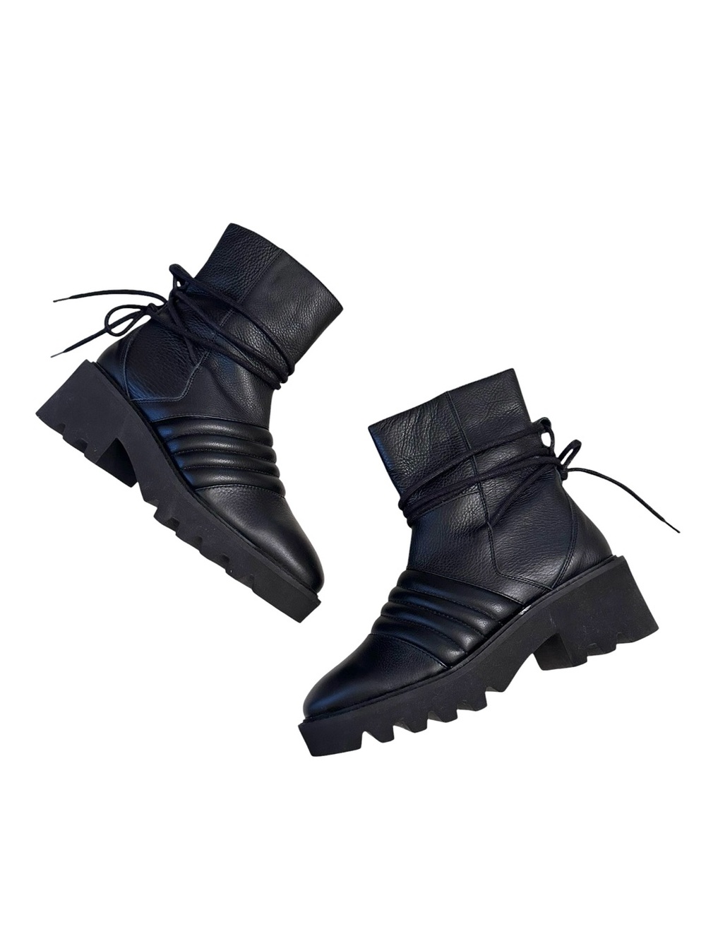 Free People Tori Padded Moto Boots Black Leather size 10